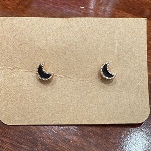 Black and Gold Crescent Earrings